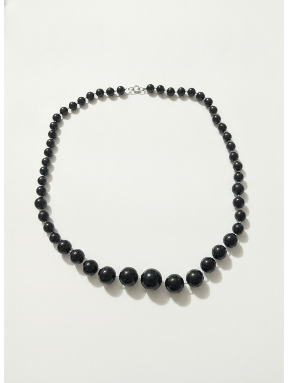 Black Beaded Necklace with Graduated Beads